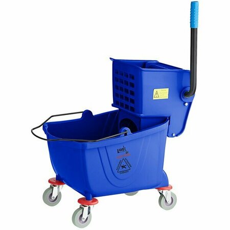 LAVEX 26 Qt. Blue Mop Bucket and Side Press Wringer Combo 274MBCKT26BL